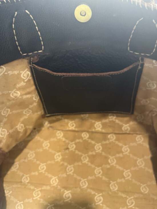 Large Dark Brown Leather Bag for the Weekend. Mix of Patchwork Style Leathers. W - Picture 8 of 16